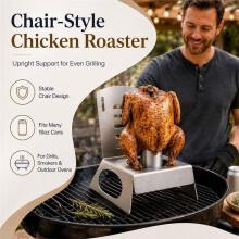 Beer Can Chicken Rack for Grilling - Upright Roaster Stand for Crispy Skin & Even Cooking - Fits 16oz Cans