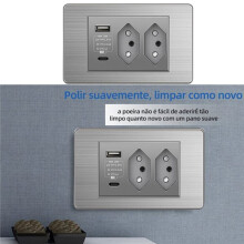 Brasilianische Standardsteckdose Lichtschalter Steckdose Wandsteckdose Dual USB Typ-C 10A Schnellladung 20W ein/Aus 2 BR Steckdose