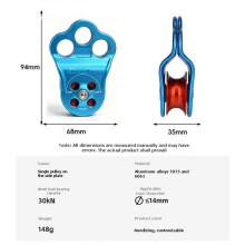 30KN Hitch Climber Rolle 30KN Klettern 3 Löcher Rolle Schwerlast Felsenkletterseil Rolle für Luftarbeiten Schwarz
