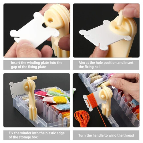 Embroidery Floss Organizer Box Tools - Bobbin Winder, 1 Removable 36 Compartments with 120 Floss Bobbins and Stickers 2