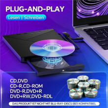 Externer CD DVD-Laufwerk, DVD-Brenner USB-C & USB-A mit TF/-Kartenleser Typ C Tragbarer Externer CD DVD-Brenner