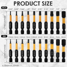 20Pcs Impact Hex Allen Wrench Drill Bit 1/4in Screwdriver S2 Steel Screw Extension Adapter Security Magnetic Tips