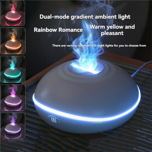 Flyings Saucer Aromatherapy Diffuser 200ml Essential Oil Diffuser Ultrasonic Cool Mist Humidifier 7-Color LED Flame A 2