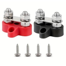 Busbar 12V Voedingsverdelingsblok Dubbele 5/16"(M8) Studs 12 Volt Aansluitblok voor Auto, Marine, Boot