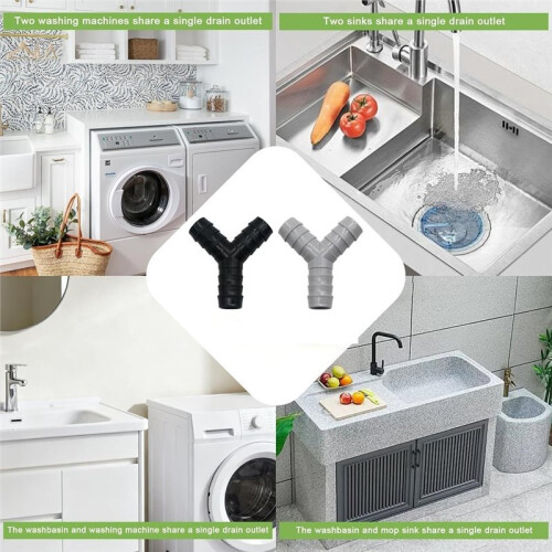 1set Universal Y-Type Washing Machine Hose Diverter, Plastic T-Connect with Hose Clamp, Suitable for Kitchens 1