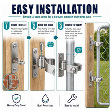 Set of 2 Heavy-Duty Wall-Mounted Gate Hinges (Mounting Screws Included) - for Farm/Garden Gates and Pet Enclosures