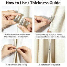 Magnetic Curtain Clips, No Drill Detachable Magnets Closure, for Home Bedroom Shower Curtain