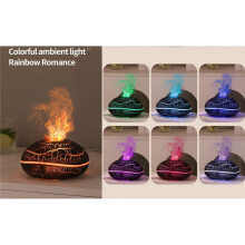 Diffuseur D'Aromathérapie Soucoupe Volante Humidificateur D'Air Crépitant Humidificateur à Brume Fraîche Ultrasonique 7 Couleurs LED Flamme