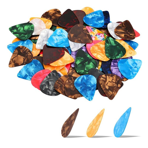 150-Pack Gitarrplektrum, 3 Olika Tjocklekar Elgitarrplektrum Färgglatt Celluloidgitarrplektrum för Gitarr Ukulele