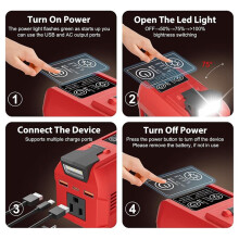 250W Power Inverter for 18V Battery,Portable Battery Inverter DC18V to AC110V,AC Outlet for Camping Emergency