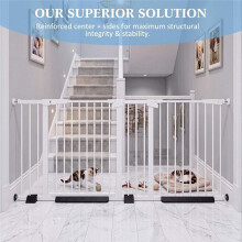 Ensemble de 7 Pieds de Support pour Barrière pour Animaux de Compagnie : 6 Stabilisateurs Triangulaires Adhésifs et 1 Support Long pour Panneaux de