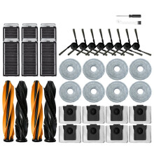 Conjunto de 36 Peças de Acessórios para Aspirador Robô para X60 Pro Ultra: Escova Principal, Pano de Limpeza, Filtro e Saco de Pó.