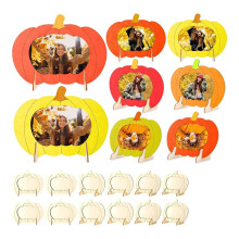 Paquete de 12 Marcos de Fotos de Calabaza de Madera, Soportes para Fotos de Otoño Sin Terminar con Soportes para la Decoración de Acción de Gracias