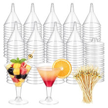 50er-Packung Martinigläser Aus Kunststoff, Transparente Einweg-Cocktailbecher, Bruchsichere Stielgläser für Hochzeiten und Sommerpartys