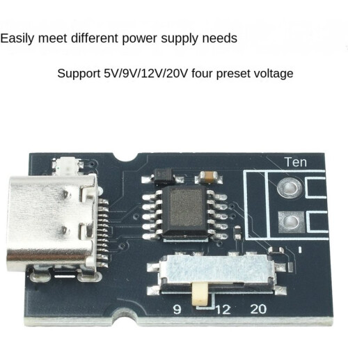 PD QC-Protocol Snellaadmodule met Kleurindicator, Ondersteunt Vier Instelbare Spanningsniveaus: 5V/9V/12V/20V