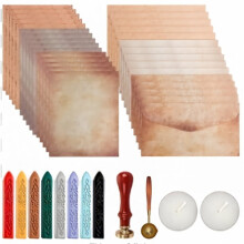 42 Pcs Vintage Wax Seal Stationery Set Paper Letters Envelope Stamp Writing Papers Envelope Wax Sticks Tea Candles Spoon
