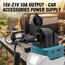 Cigarette Lighter for 18V Lithium Batteries Waterproof Tent-Style Panel Power Outlet 15V-21V 10A Output