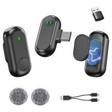 Professional Wireless Microphone for Phone Laptop, Magnetic Lapel Mic Noise Reduction&Reverb for Video Recording