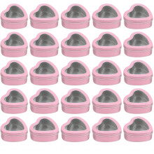 25er-Pack Herzförmige Dosen mit Transparenten Deckeln, 2,5 Oz (Ca. 70 G) Leere Kerzendosen, 2,3 X 2,4 X 1,1 Zoll (Ca. 5,8 X 6,1 X 2,8 cm), Dosen mit