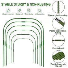 Garden Arch Support Kit - Tunnel-Style Hoop Set (Includes Connectors and Clips) for Vegetable and Plant Protection