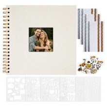 8x8 Inch Scrapbook Hardcover White Pages Scrapbook Photo Album Linen Cover Scrap Book Photo for Couple Family Wedding