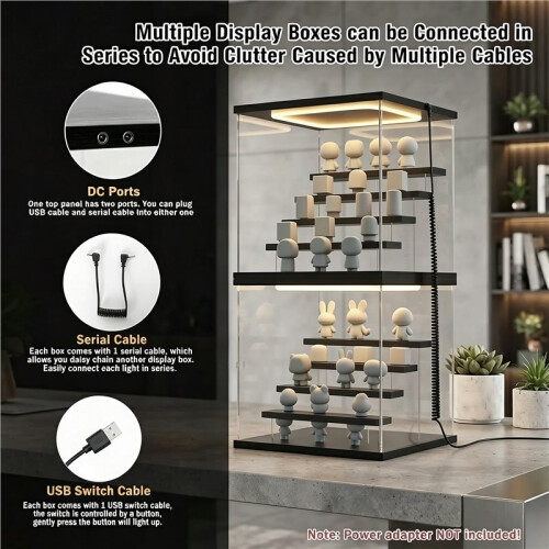 Acrylic Lighted Display Case for Collectibles, 5 Tier Figure Display Box