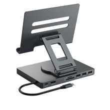 8-in-1 USB C Hub 360 Rotating Tablet Stand 4K 60Hz -Compatible PD100W USB 3.0 TF Audio Docking Station