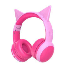 E61 Cute Cat Ear Compatible Headset Wireless Headset Kids Cat Ear Headphones B