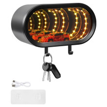 Square-Round Magnetic -Car Garage Key Holder with LED , Rechargeable Race Car Key Holder for Wall