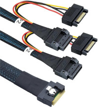 PCIE Slimline SFF-8654 8i to 2-Port Gen-Z 1C Breakout Cable Anti-Mis-Insertion Full-Coverage Connector 0.5M