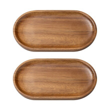 2Pcs Wood Salt & Pepper Mill Tray - Grinder Holder Protects Countertop From Scratches & Spills Oval