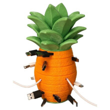 Cable Management Box Pineapple Shape 3D Printing Decorative Case Desktop Charging Cable Organizer for Travel