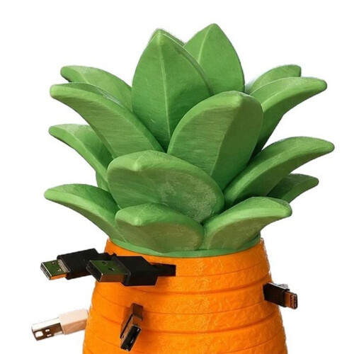 Cable Management Box Pineapple Shape 3D Printing Decorative Case Desktop Charging Cable Organizer for Travel 1