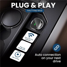 Adaptador CarPlay Sem Fio, Adaptador 2 em 1 CarPlay e para Android Auto - Design Compacto e Elegante para IOS 10+ e para Android 11+