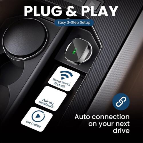 Adaptador CarPlay Sem Fio, Adaptador 2 em 1 CarPlay e para Android Auto - Design Compacto e Elegante para  IOS 10+ e para Android 11+
