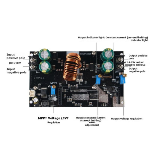 300W Buck Converter Module 300W 20A Synchronous Rectifier Auto Buck-Boost Power Module 20A MPPT Solar Charging