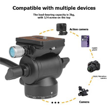 Tripod Camera with Adjustable Handle Dual Level Meter 3-Way Pan Tilt Video Outdoor Photography Accessories