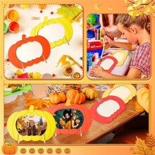 12 Pack Wooden Pumpkin Photo Frames, Unfinished Fall DIY Picture Holders with Stands for Thanksgiving Décor