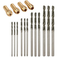 Diamond Drill Bits 1mm 1.5mm 2mm 2.5mm 3 Each 120-Grit 12Pcs with 4 Collets for Sea Glass Stone Shells Jewelry Making