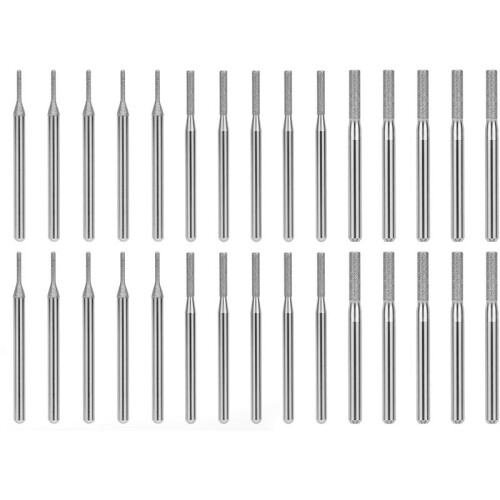 30PCS Diamond Drill Bits Set 1mm 2mm 3mm, 1/8" Shank for  Coated Grinding Bit Rotary Tools Accessories