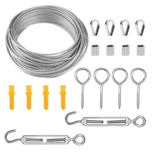 1/8" Wire Rope Kit-Cable with Turnbuckles, for Outdoor Use (Tents, Fence, Awning)- & Easy Install