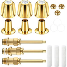 39619 3 Handle Shower Knob Replacement Kit,for Pfister Verve Polished Gold, 3 Knob Valve Set (12H-2H/2C/18D)