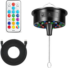 Upgrade Disco Motor with Lights - 0/3/6/9/12/15RPM Rotating Adjustable with Remote,for Party Decor,Nightclub,Bars