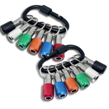 12-Piece 1/4" Hex Shank Bit Holder Keychain -Knurled Bit Adapter with Carabiner, for Power Drill/Screwdriver Bit Storage