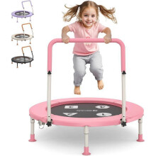 Fitness-Trampolin Mini Rebounder BCAN 91 cm mit Sicherheitsstange, Polstern und klappbaren Füßen, rosa