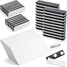 50-Pack Magnetic Name Tags EngravableBadge with Strong Magnets Reusable Black PVCNameplate 1x3 Inches