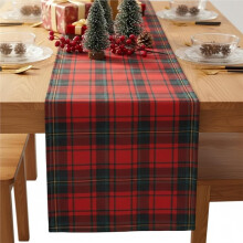2 Pcs Christmas Tartan Plaid Table Runner 72 X 13 Inch Red Green Scottish Tartan Table Decoration for Kitchen Dinner