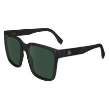 Lacoste L6011S Zonnebril voor heren in vierkante vorm - Kleur 001 Zwart met grijze glazen - Caliber 56