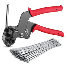 Cable Tie Gun Kit, Includes Metal Zip Ties and Release Tool, Gun Tightens and Cuts for Fence, Exhaust Pipe, Chicken Coop