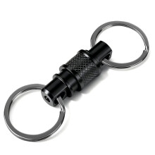 Double Headed Quick Release Keychain 360 Rotation Retractable Clip Pull Apart Buckle Aluminum Alloy Compact Keys Black